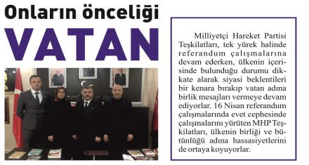 Onların önceliği VATAN