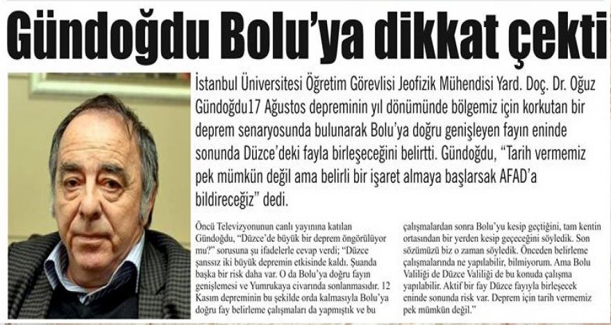 Gündoğdu Bolu'ya dikkat çekti