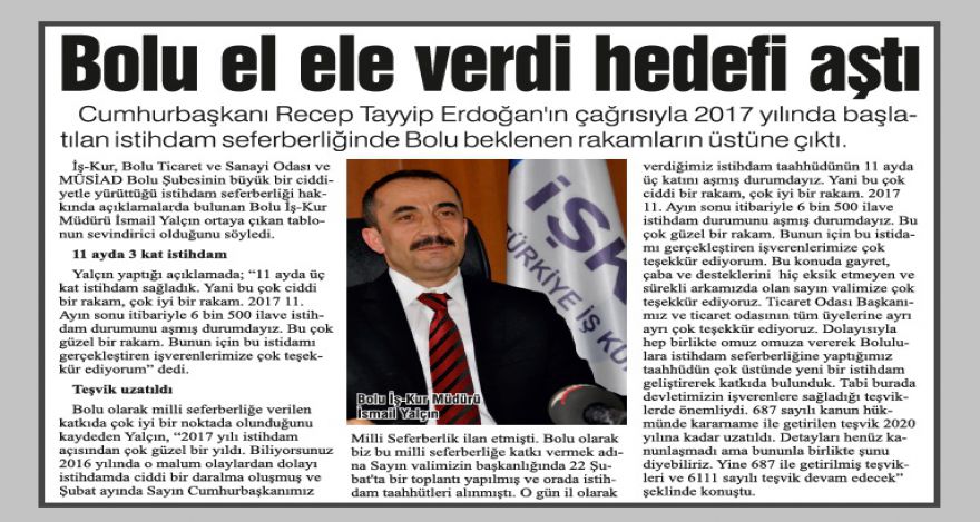 Bolu el ele verdi hedefi aştı