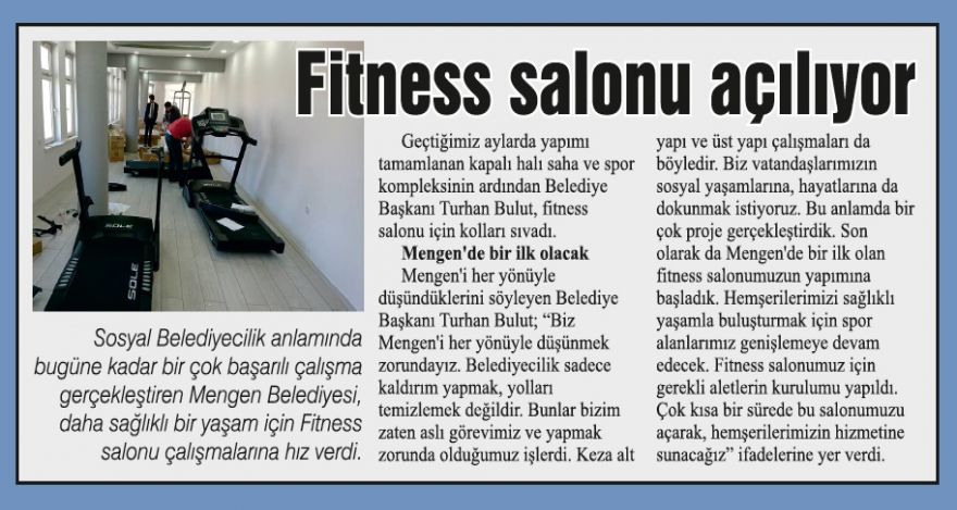Fitness salonu açılıyor