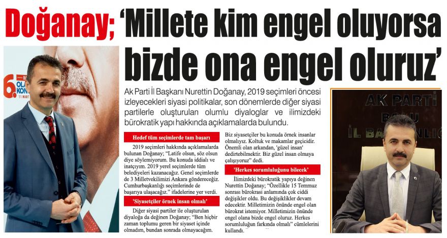 Doğanay; ‘Millete kim engel oluyorsa biz de ona engel oluruz'