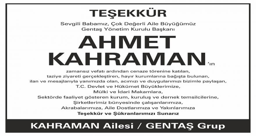 TEŞEKKÜR İLANI