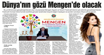 Dünya'nın gözü Mengen'de olacak 