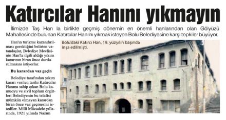 Katırcılar Hanını yıkmayın