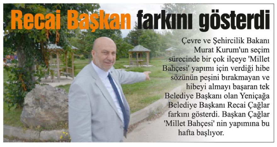Yeniçağa Millet Bahçesine kavuşuyor