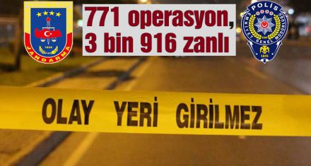 771 operasyon, 3 bin 916 zanlı