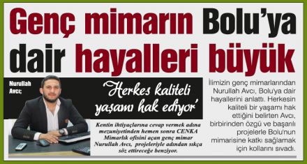 Genç mimarın Bolu'ya dair hayalleri büyük 