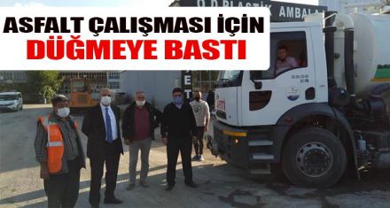 Asfalt çalışması için düğmeye bastı