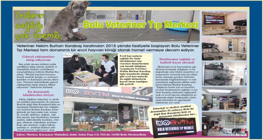 Onların sağlığı çok önemli; Bolu Veteriner Tıp Merkezi