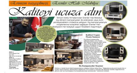 Evinizin vazgeçilmezi; Erenler Halı- Mobilya
