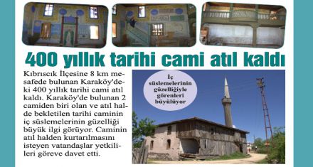 400 yıllık tarihi cami atıl kaldı