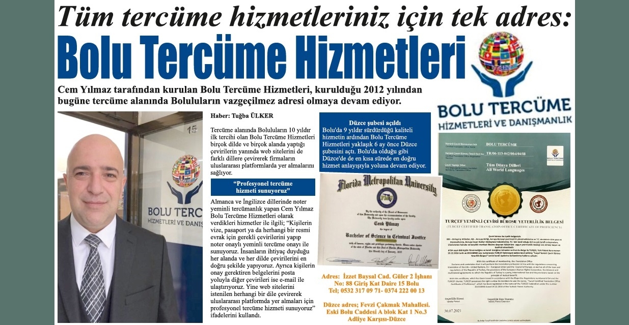 Tüm tercüme hizmetleriniz için tek adres: Bolu Tercüme Hizmetleri