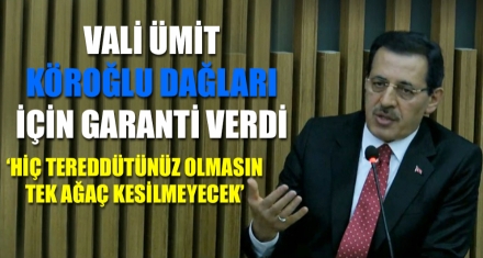 VALİ ÜMİT KÖROĞLU DAĞLARI İÇİN GARANTİ VERDİ