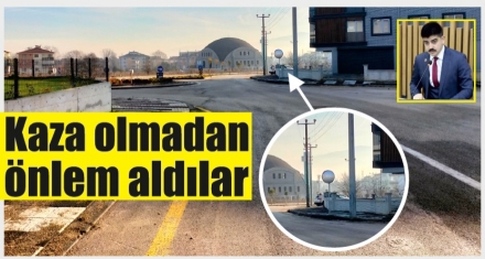 Kavşağa trafik aynalı çözüm