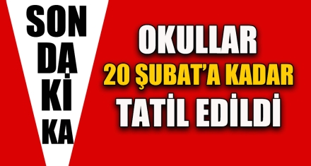 OKULLAR 20 ŞUBAT'A KADAR TATİL EDİLDİ