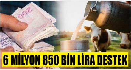 6 MİLYON 850 BİN TL DESTEK