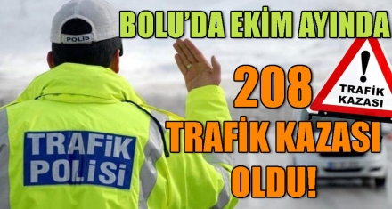BOLU'DA EKİM AYINDA 208 TRAFİK KAZASI OLDU
