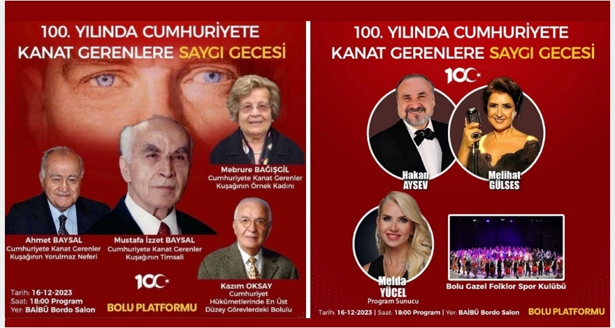 BOLU PLATFORMUNDAN 100 YILDA SAYGI GECESİ