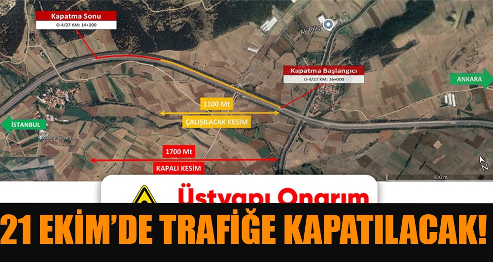 ANADOLU OTOYOLU'NDA ONARIM ÇALIŞMASI YAPILACAK