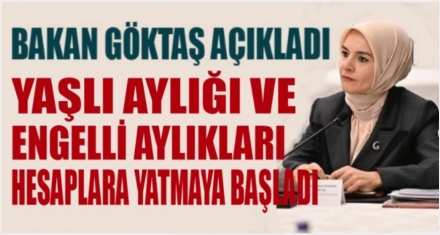 YAŞLI VE ENGELLİ AYLIKLARI HESAPLARA YATMAYA BAŞLADI